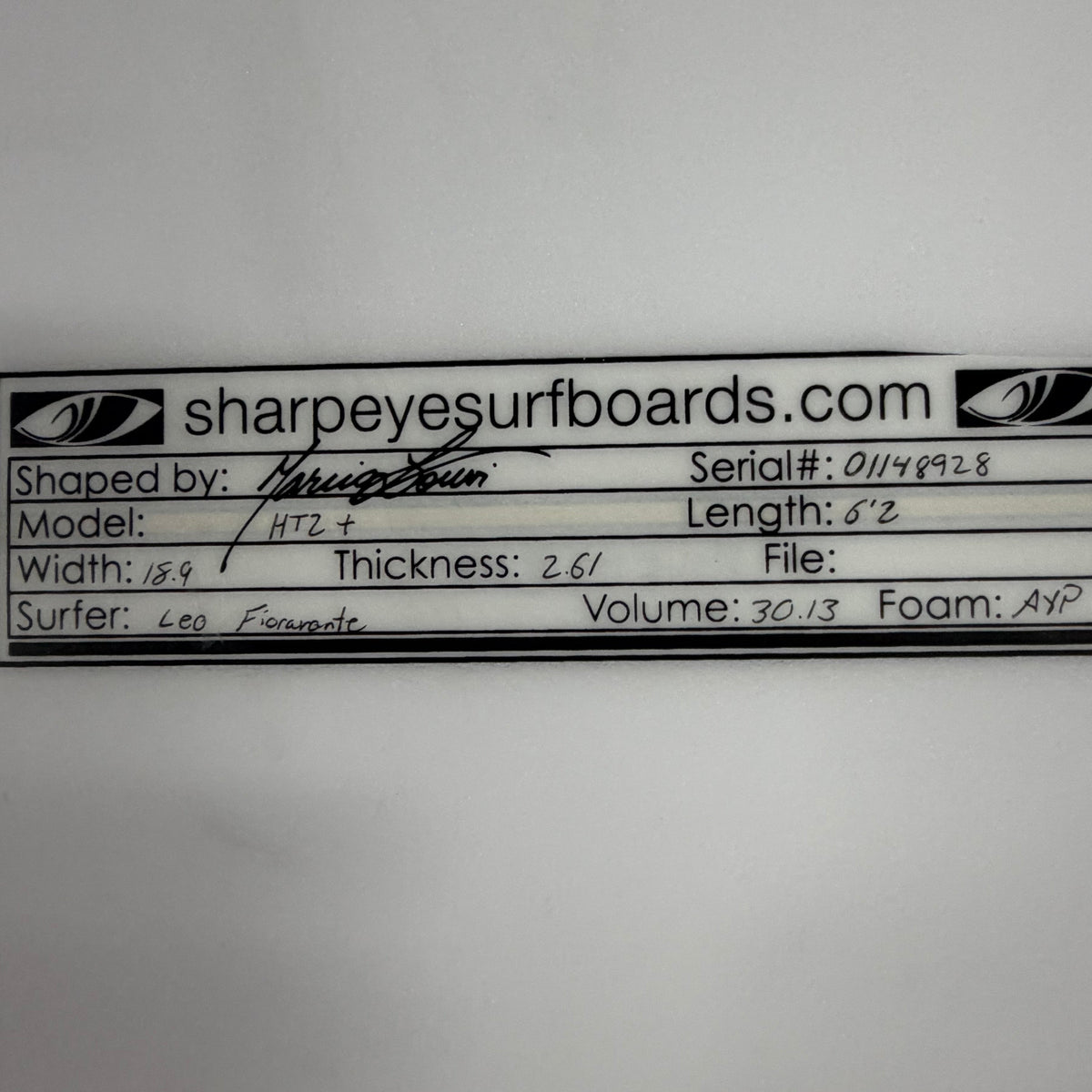 Used Leo Fioravanti HT2+ 6'2" x 18.9" x 2.61" 30.13L