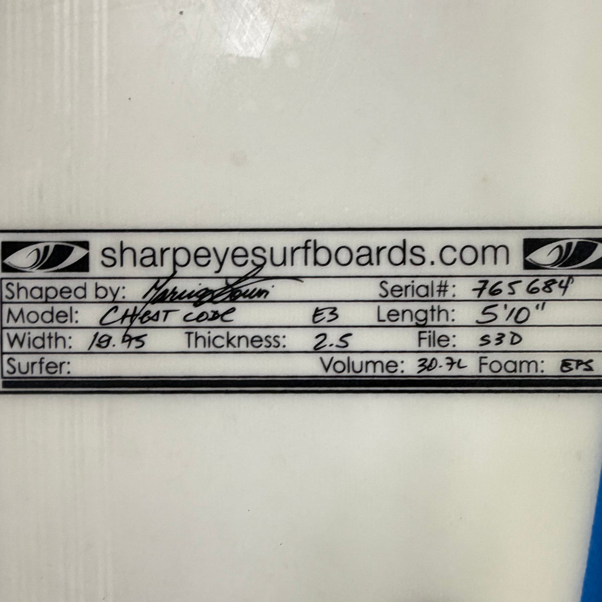 Used E3 Cheat Code 5'10" x 19.75" x 2.5" 30.7L