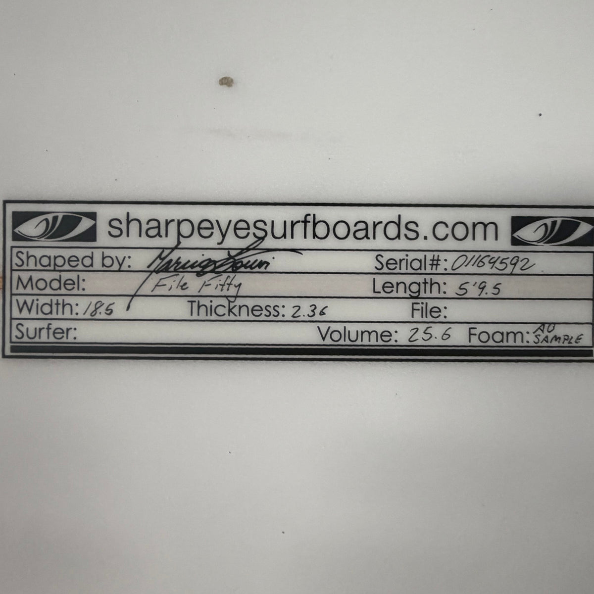 Used Seth Moniz File Fifty 5'9.5" x 18.6" x 2.36" 25.6L