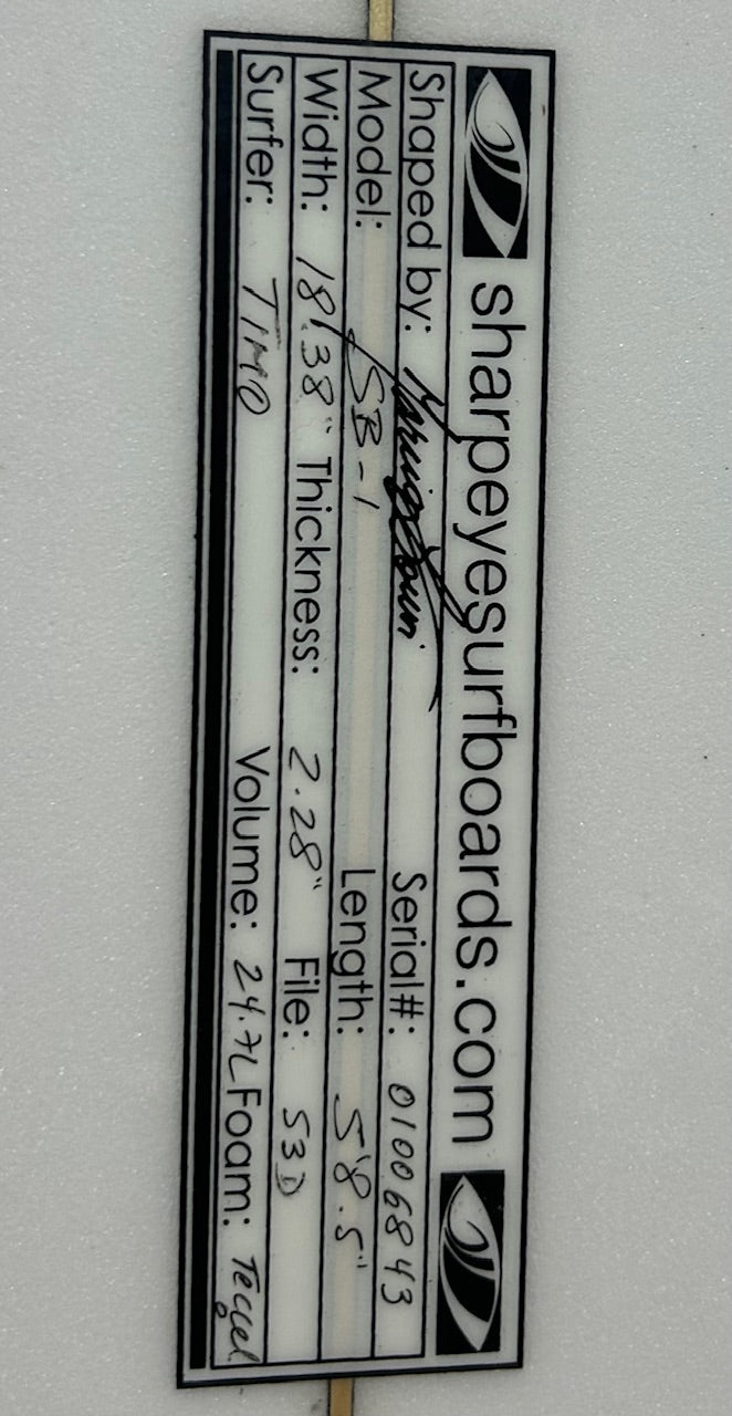 Used Timo Simmers SB-1 5'8.5 x 18.38 x 2.28 24.7L