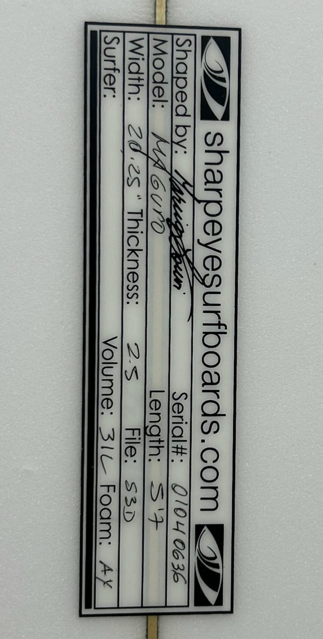 New Maguro 5'7 x 20.25 x 2.5 31L