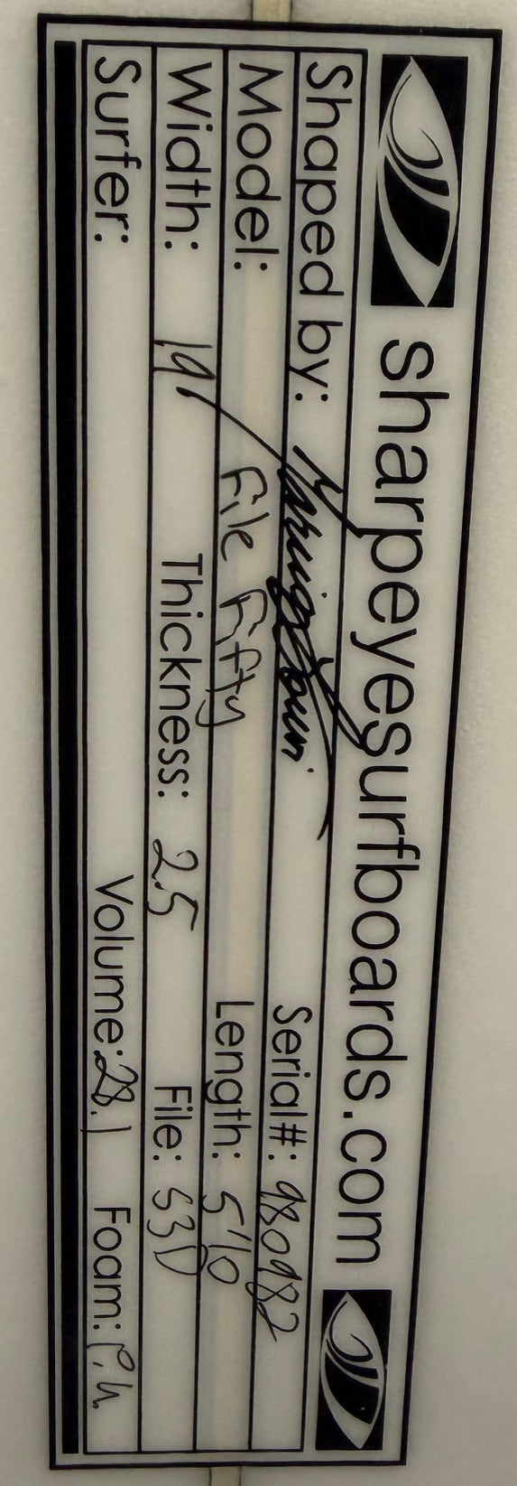 Used File Fifty 5.10 x 19 x 2.5 28.1L