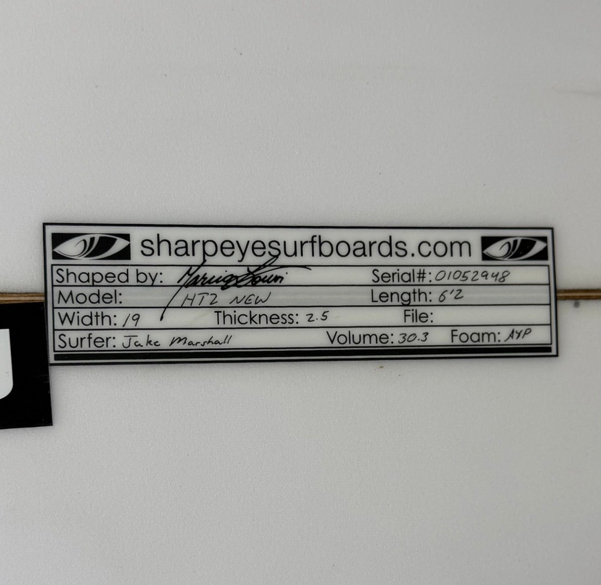 Lightly Used Jake Marshall HT2 6'2" x 19" x 2.5" 30.3L