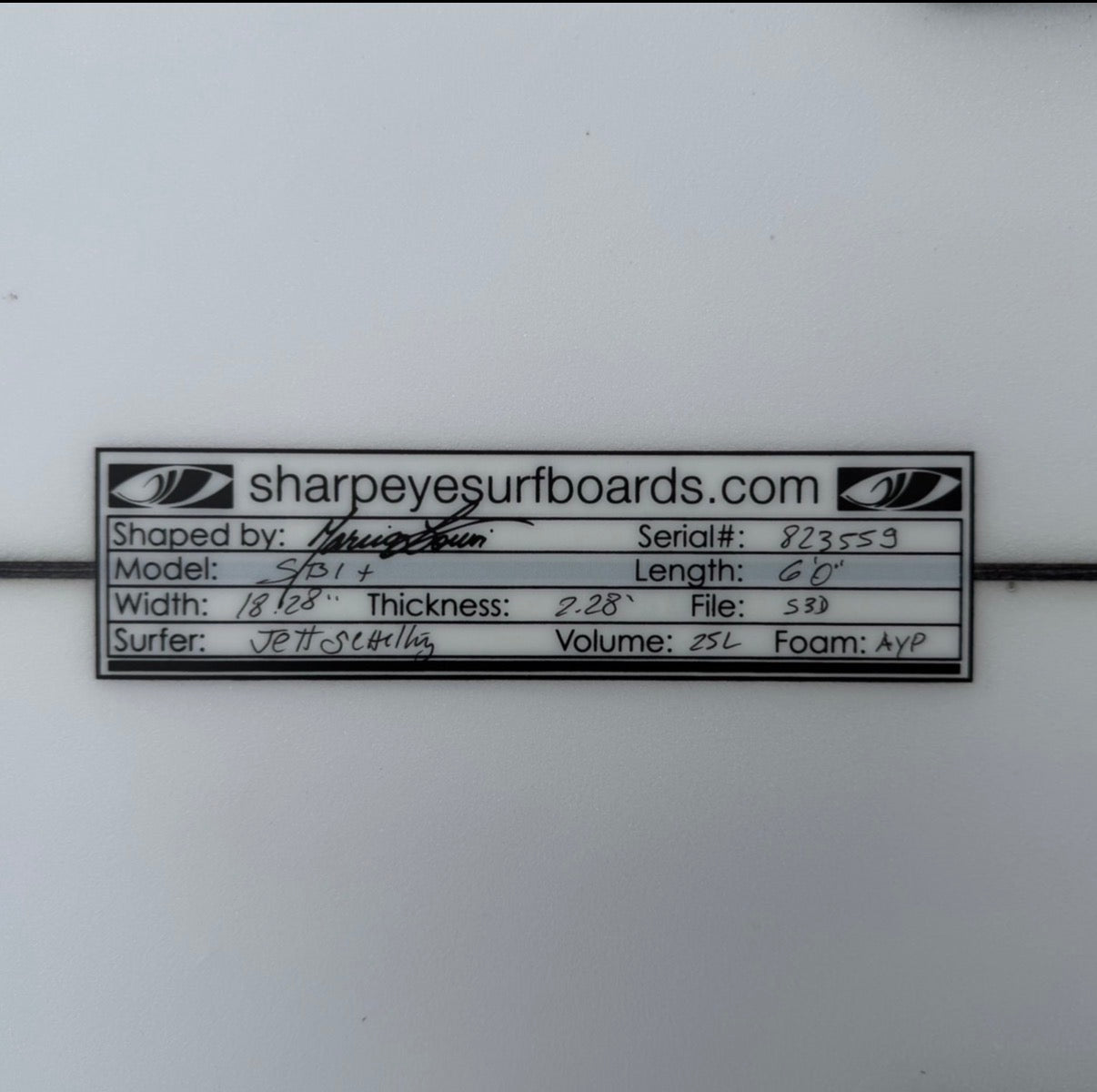 Used Jett Schilling #SB-1+ 6'0" x 18.28" x 2.28" 25L