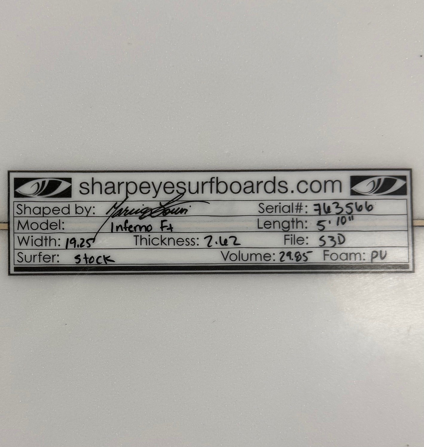 Used Inferno FT 5'10" x 19.25 x 2.62 29.85L