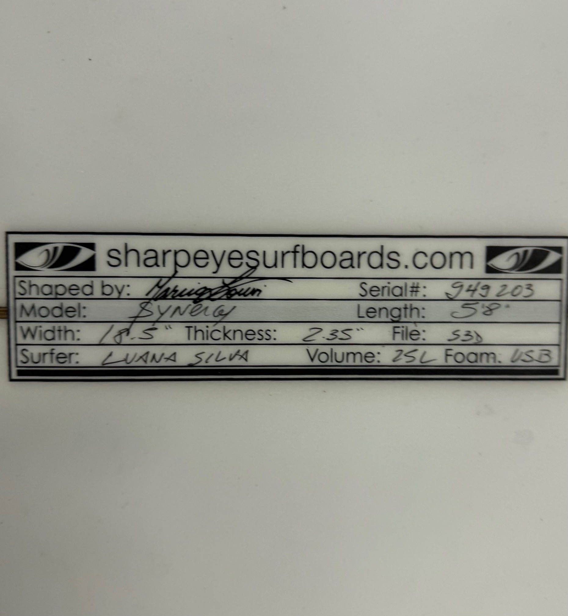 Used Luana Silva Synergy 5.8 x 18.5 x 2.35 25L