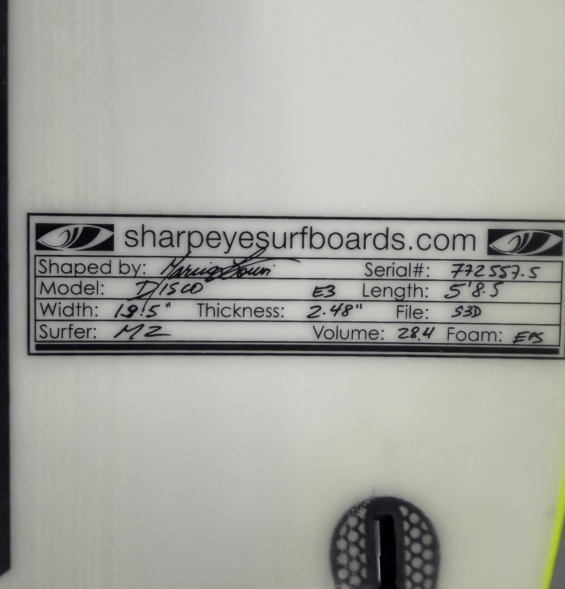 Marcio Zouvi Used E3 Disco 5'8.5" x 19.5 x 2.48 28.4L
