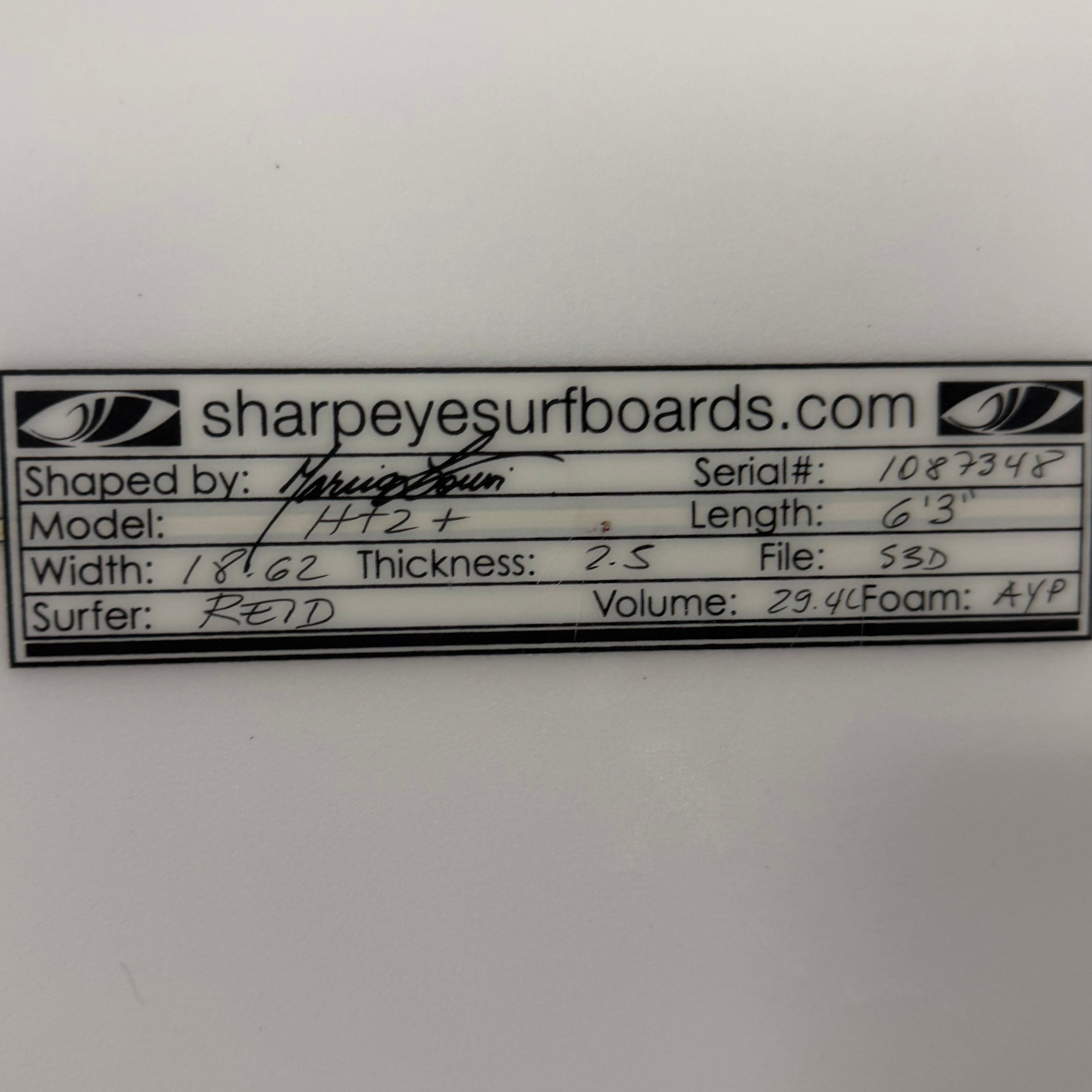 Used HT2+ 6'3" x 18.62" x 2.5" 29.4L