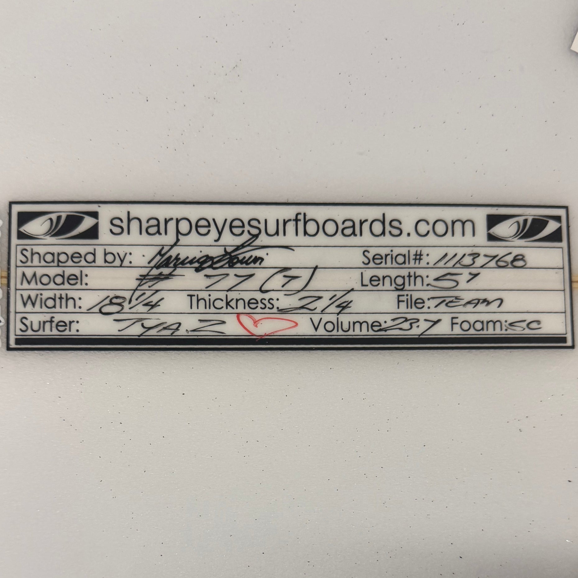 Used Tya Zebrowski 77 5'7" x 19.25" x 2.25" 23.7