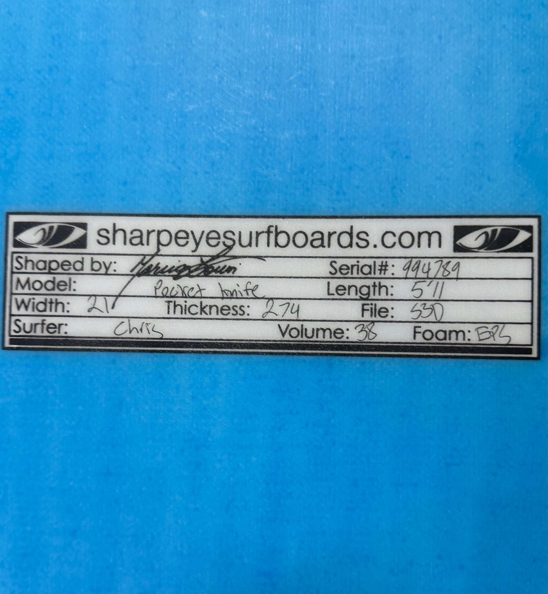 Used Radar 5'11" x 21" x 2.74" 38L