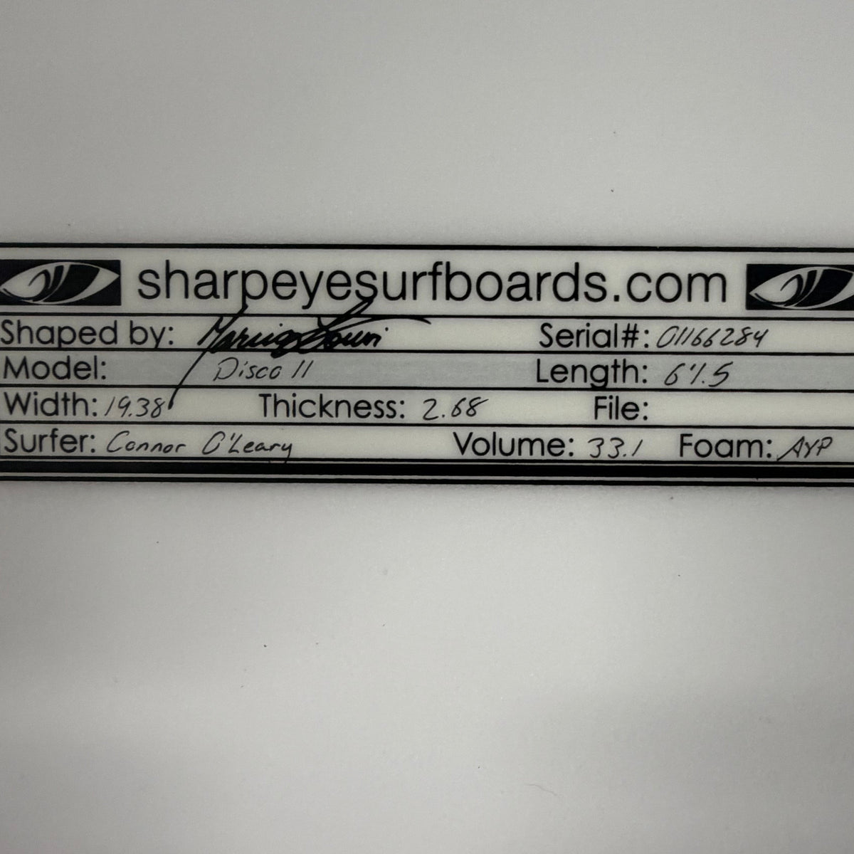 New Disco II 6'1.5" x 19.38" x 2.68" 33.1L