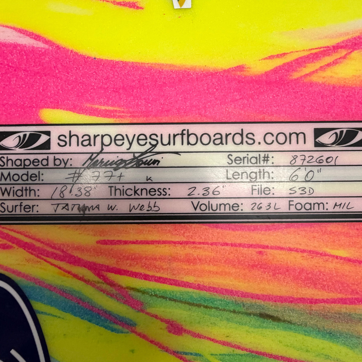 Used Tatiana Weston-Webb #77 + 6'0" x 18.38" x 2.36" 26.13L