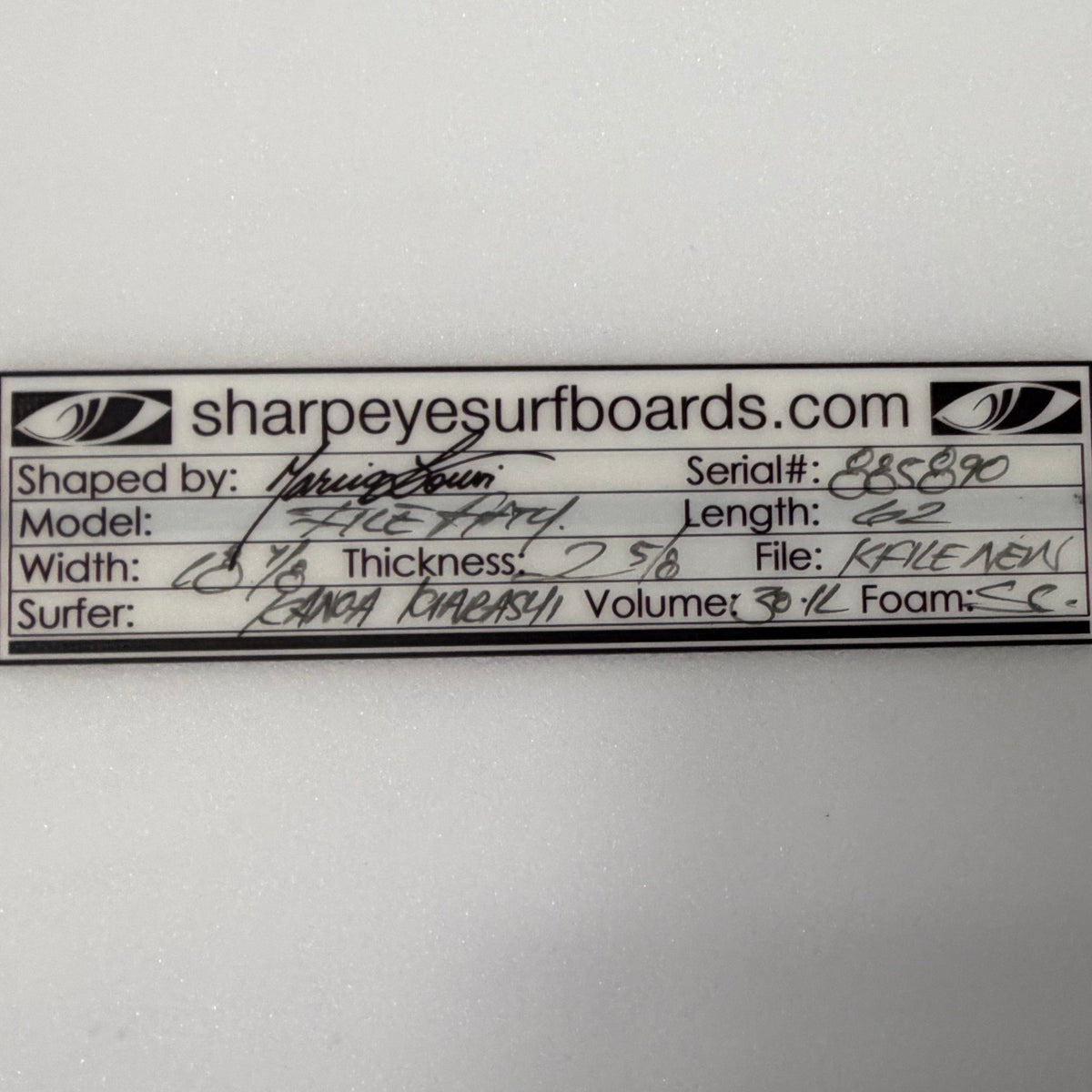 New File Fifty 6'2" x 18.88" x 2.62" 30.1L (Rail Professionally Repaired)