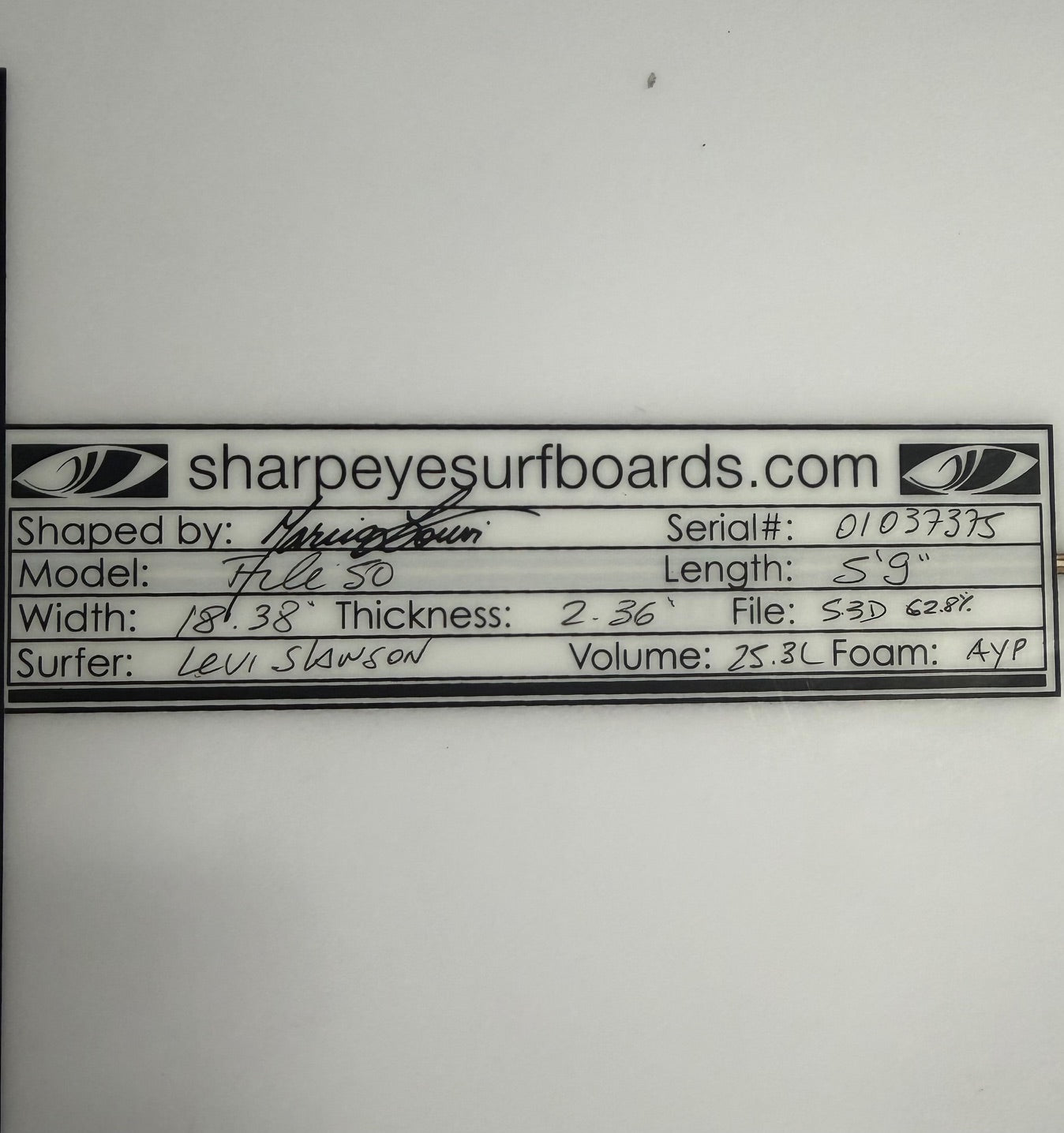Used Levi Slawson File Fifty 5.9 x 18.38 x 2.36 25.3L