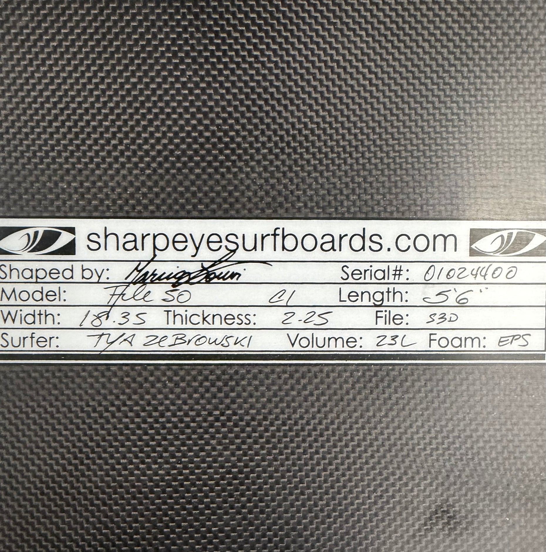 Used Tya Zebrowski C1 File Fifty 5.6 x 18.35 x 2.25 23L