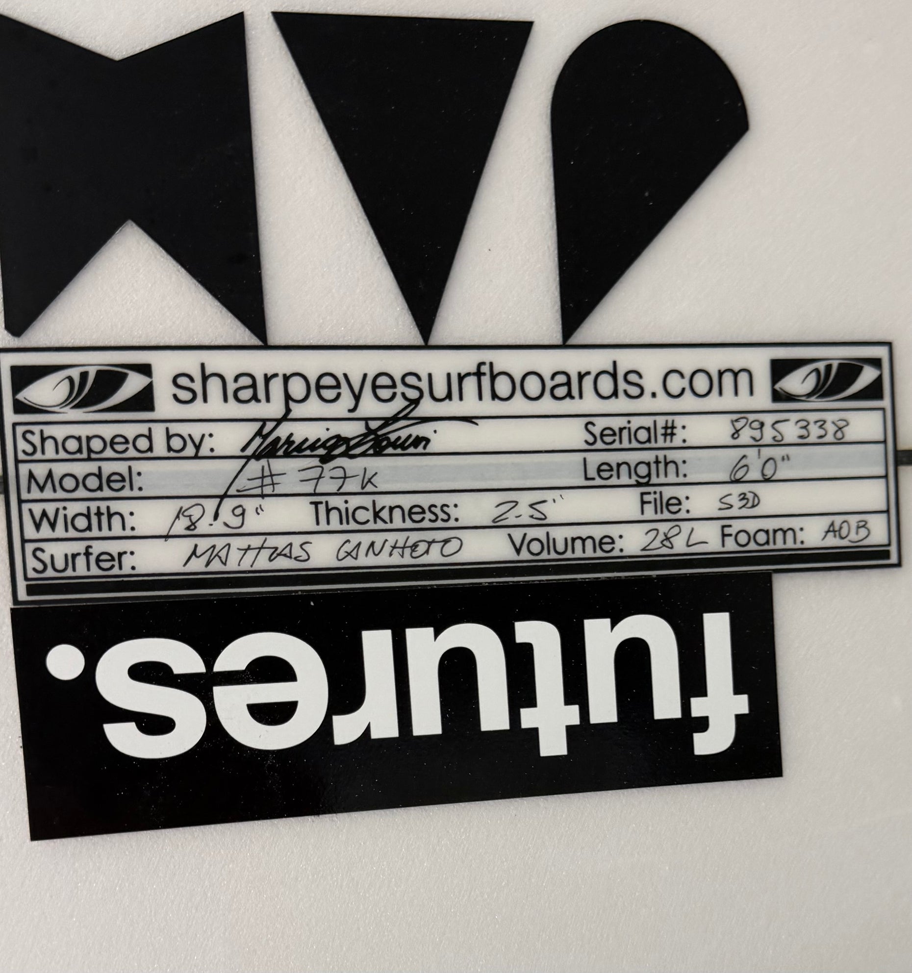 Used Matias Canhoto #77K 6'0" x 18.9" x 2.5" 28L