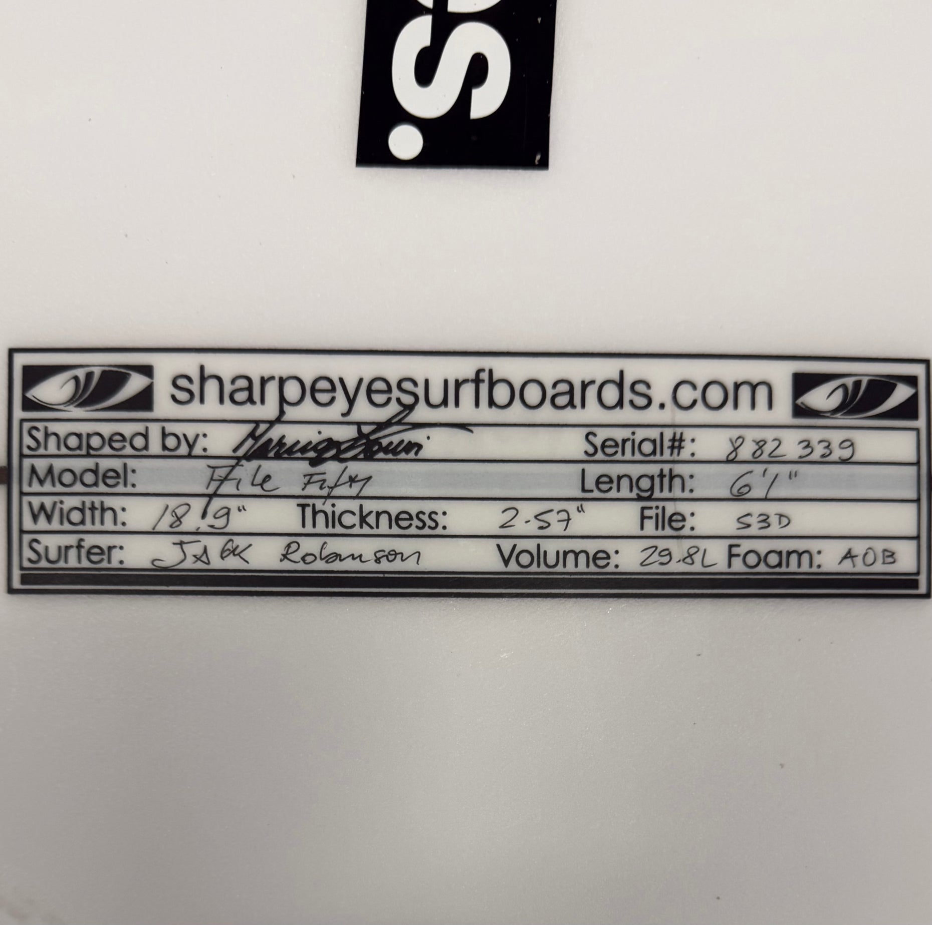 Used Jack Robinson File 50 6'1" x 18.9" x 2.57" 29.8L