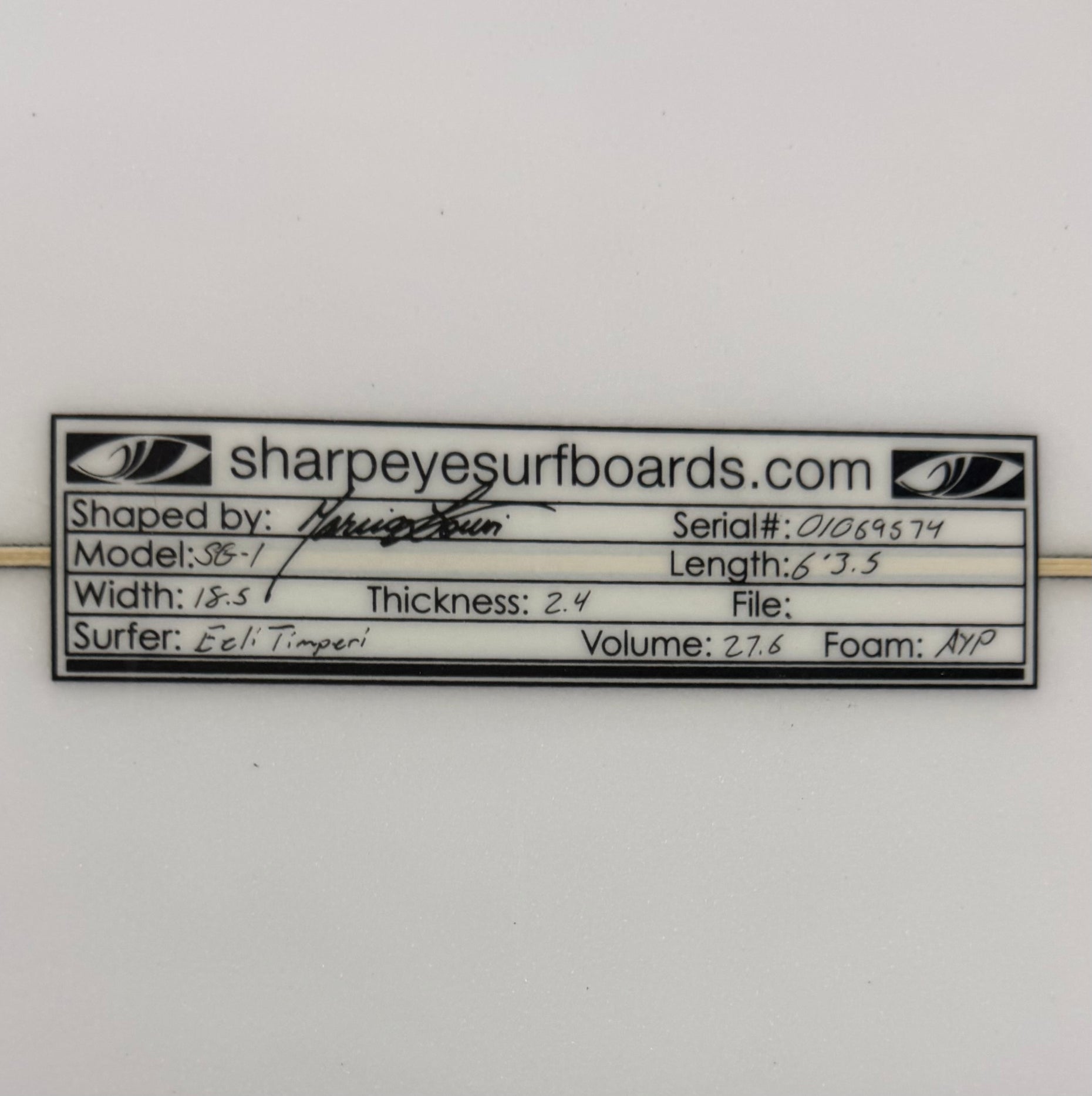 New SG-1 6'3.5" x 18.5" x 2.4" 27.6L