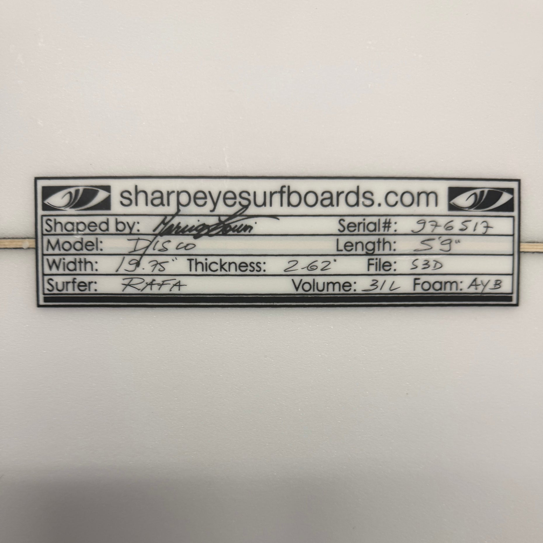 Used Disco 5'9" x 19.75" x 2.62" 31L
