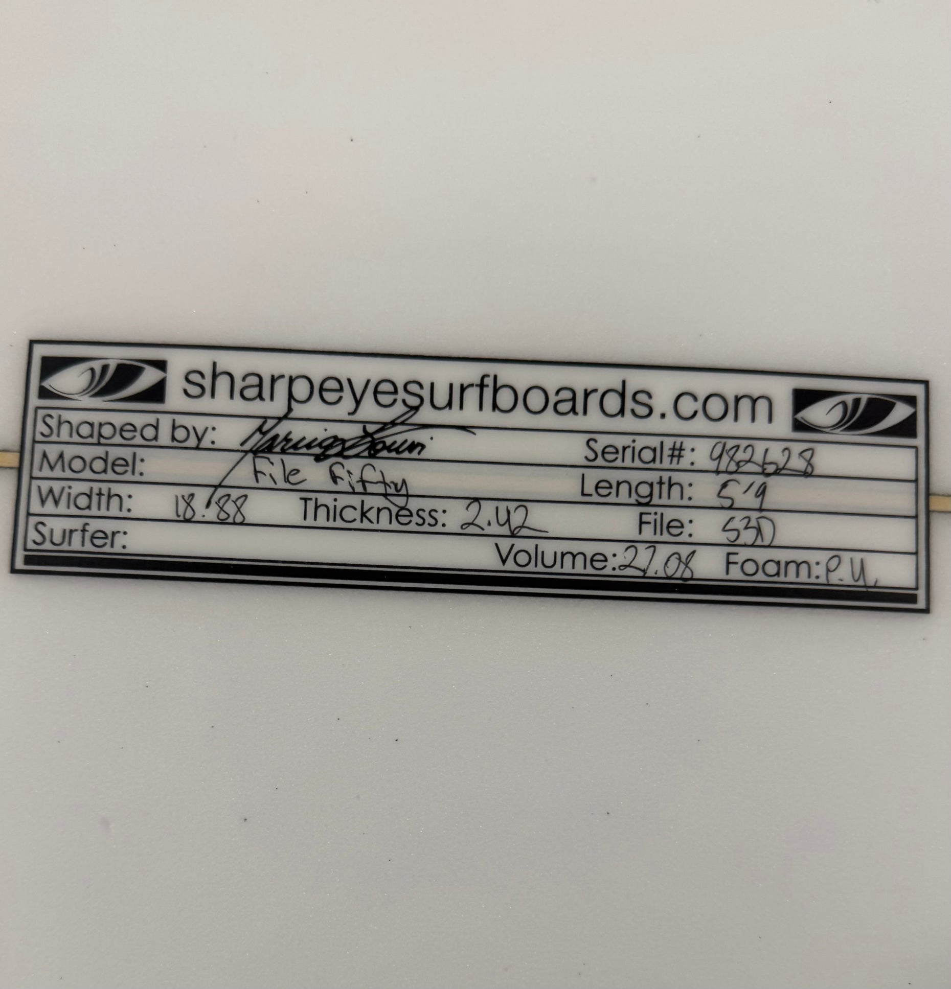 New File Fifty 5'9" x 18.88" x 2.42" 27.08L