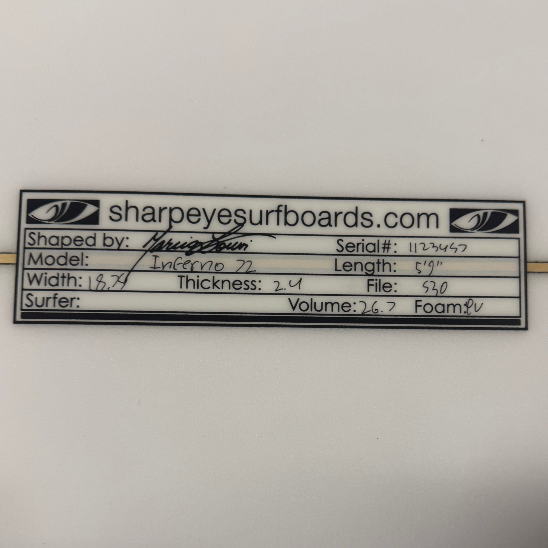 New Inferno 72 5'9" x 18.75" x 2.4" 26.7L
