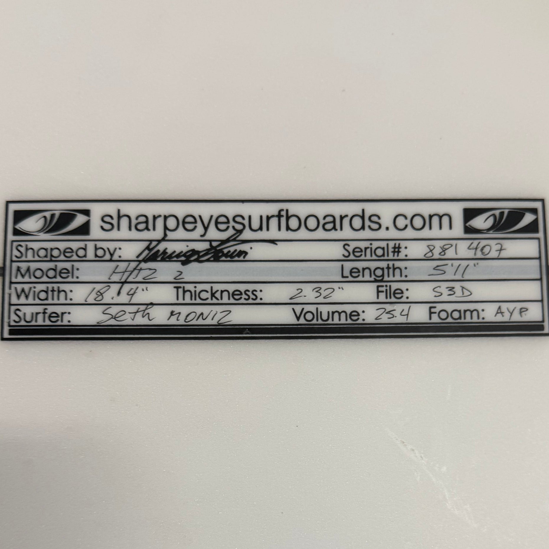 Used Seth Moniz HT2 z 5'11" x 18.4" x 2.32" 25.4