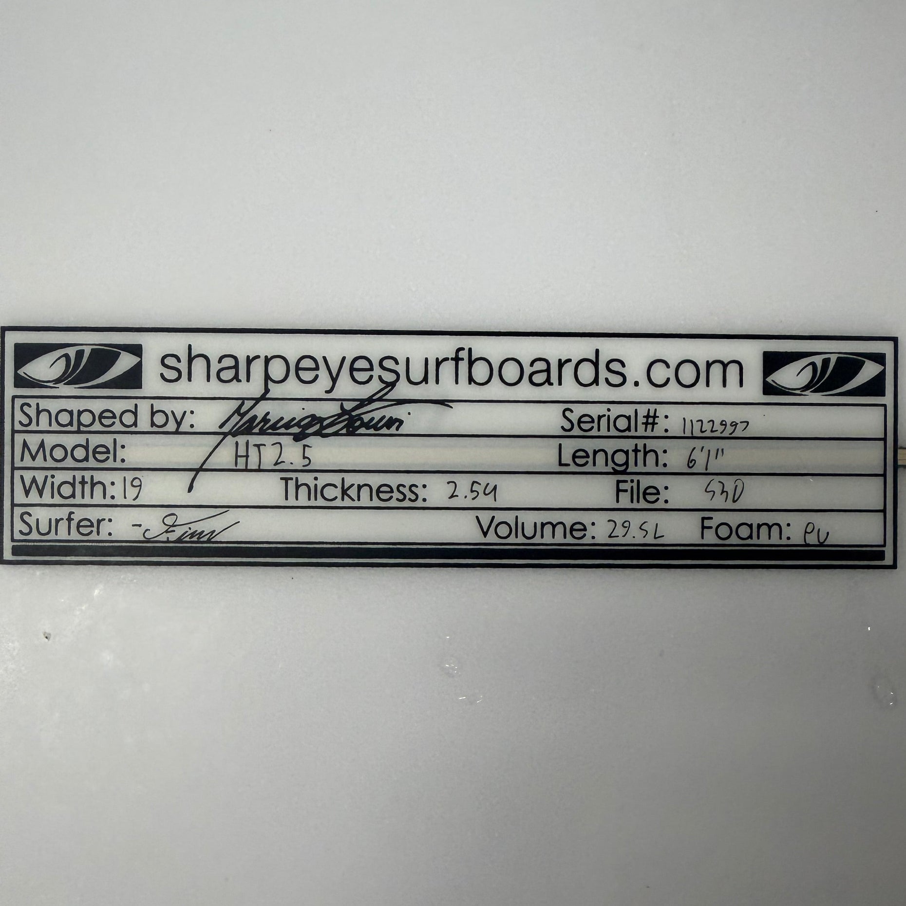Used HT2.5 6'1" x 19" x 2.54" 29.5L