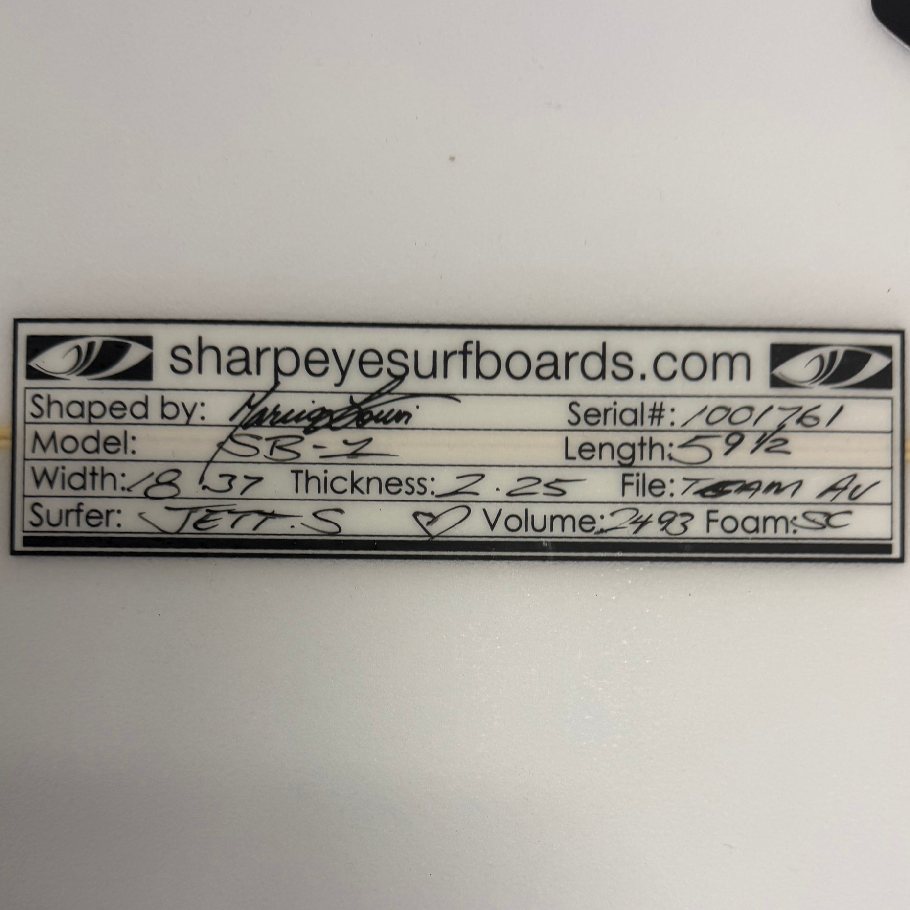 Used Jett Schilling SB-1 5'9.5" x 18.37" x 2.25" 24.93L