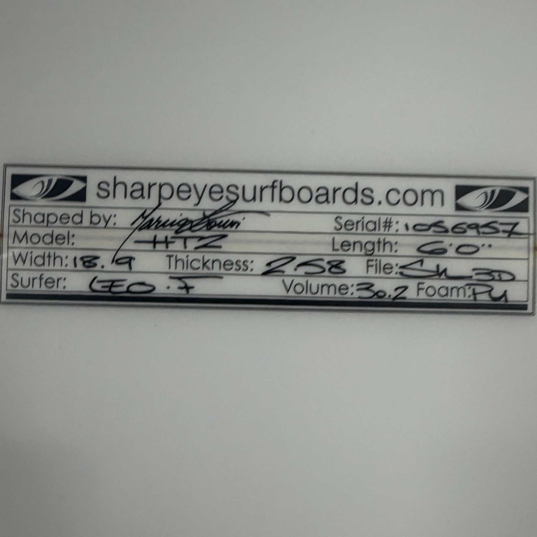 Used Leo Fioravanti HT2 6'0" x 18.9" x 2.58" 30.2L