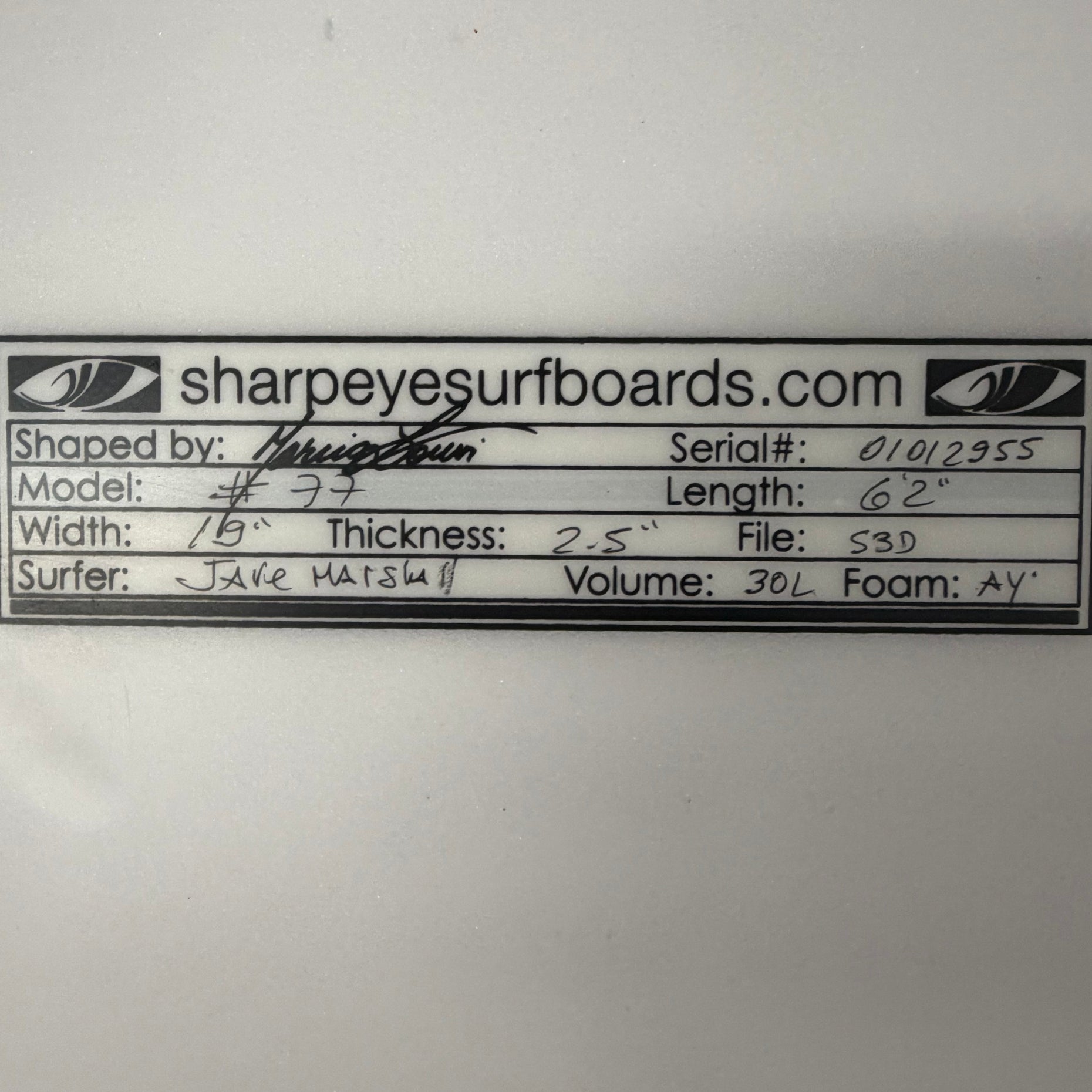 Used Jake Marshall 77 6'2" x 19" x 2.5" 30L