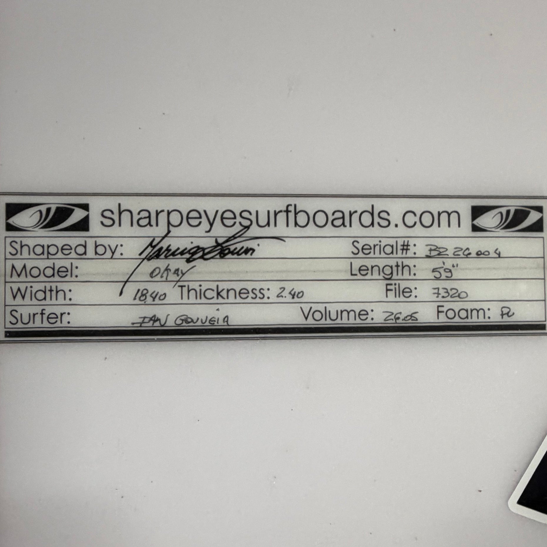 Used Ian Gouveia OKAY 5'9" x 18.4" x 2.4" 26.05L