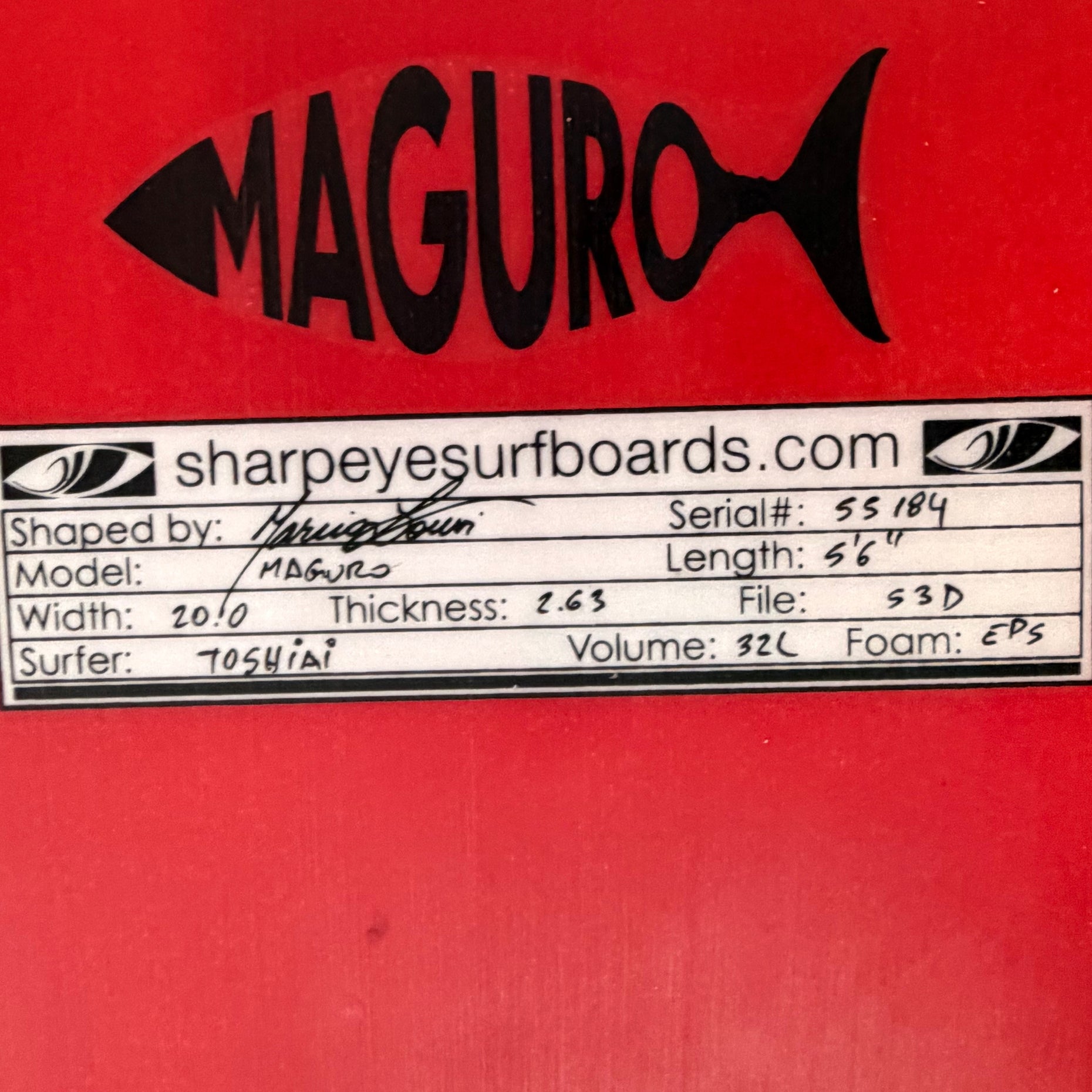 Used E2 Maguro 5'6" x 20" x 2.65" 32L