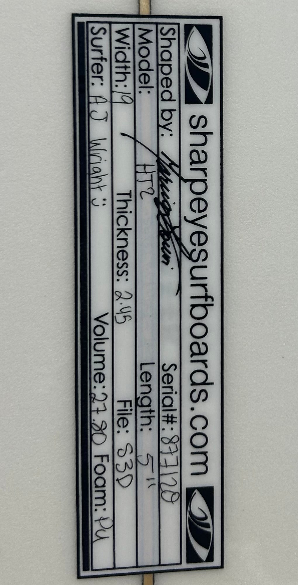 Used HT2 5'11 x 19 x 2.45 27.8L