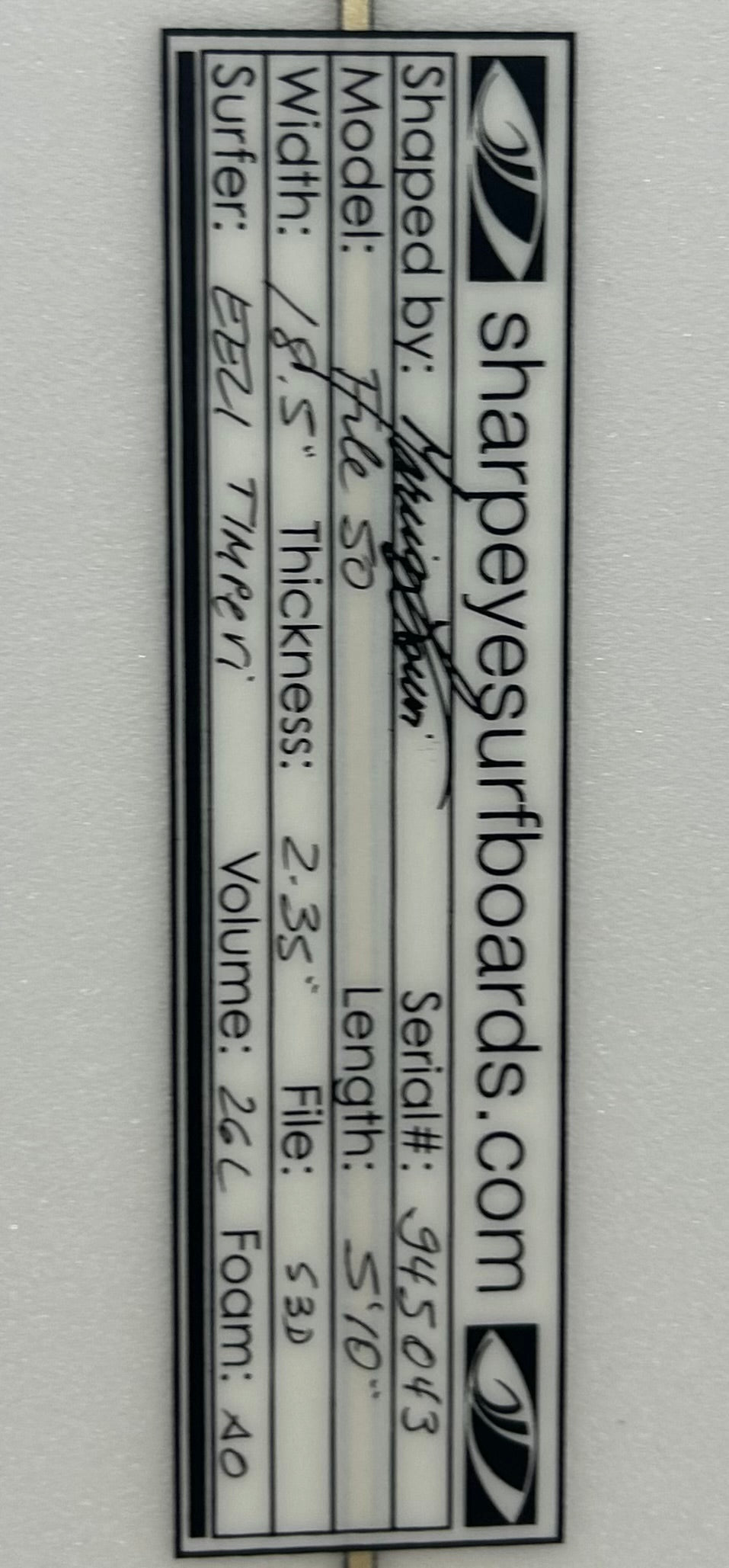 Used Eeli T File Fifty 5'10 x 18.5 x 2.35 26L